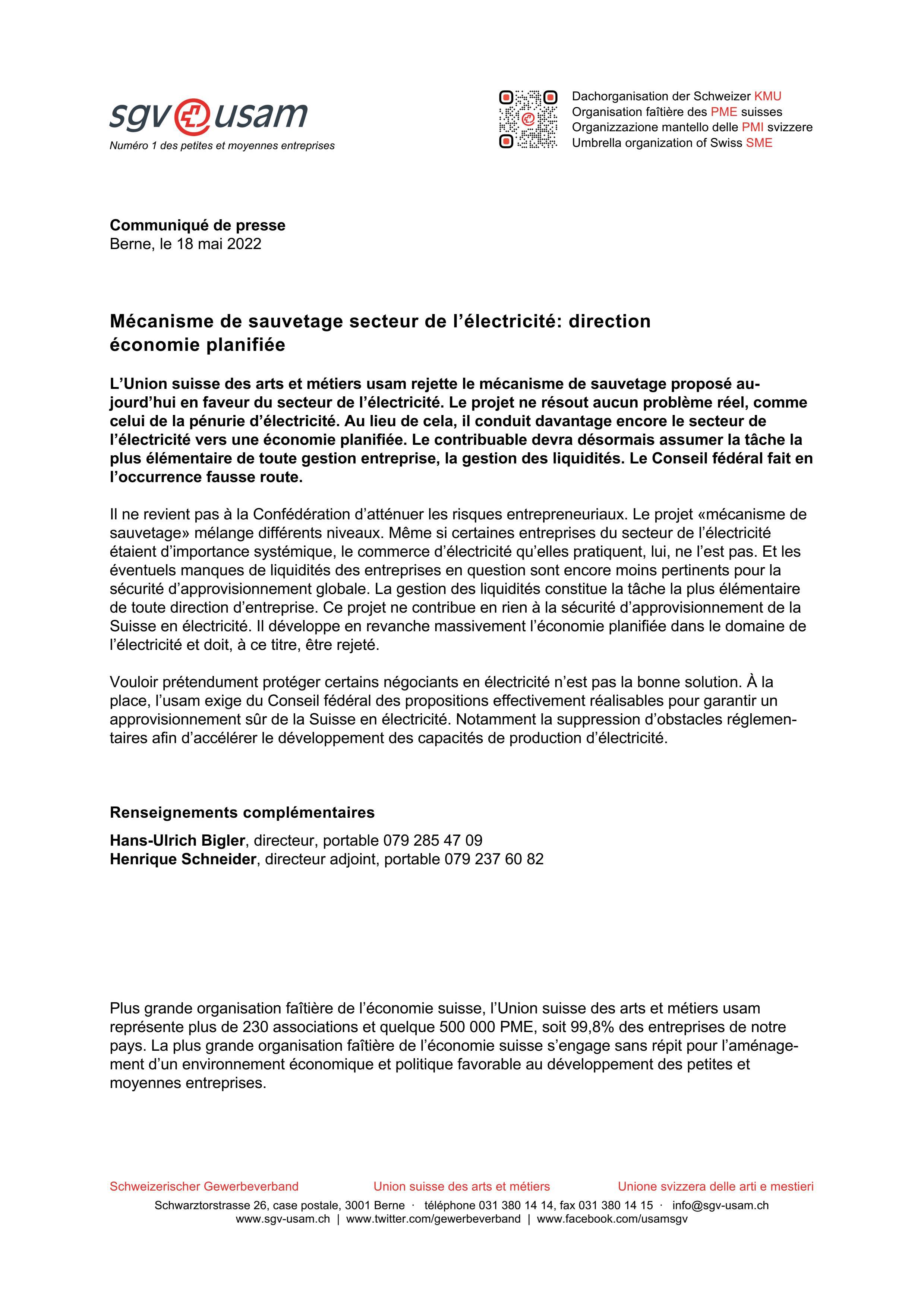 Mécanisme de sauvetage secteur de l’électricité: direction économie planifiée