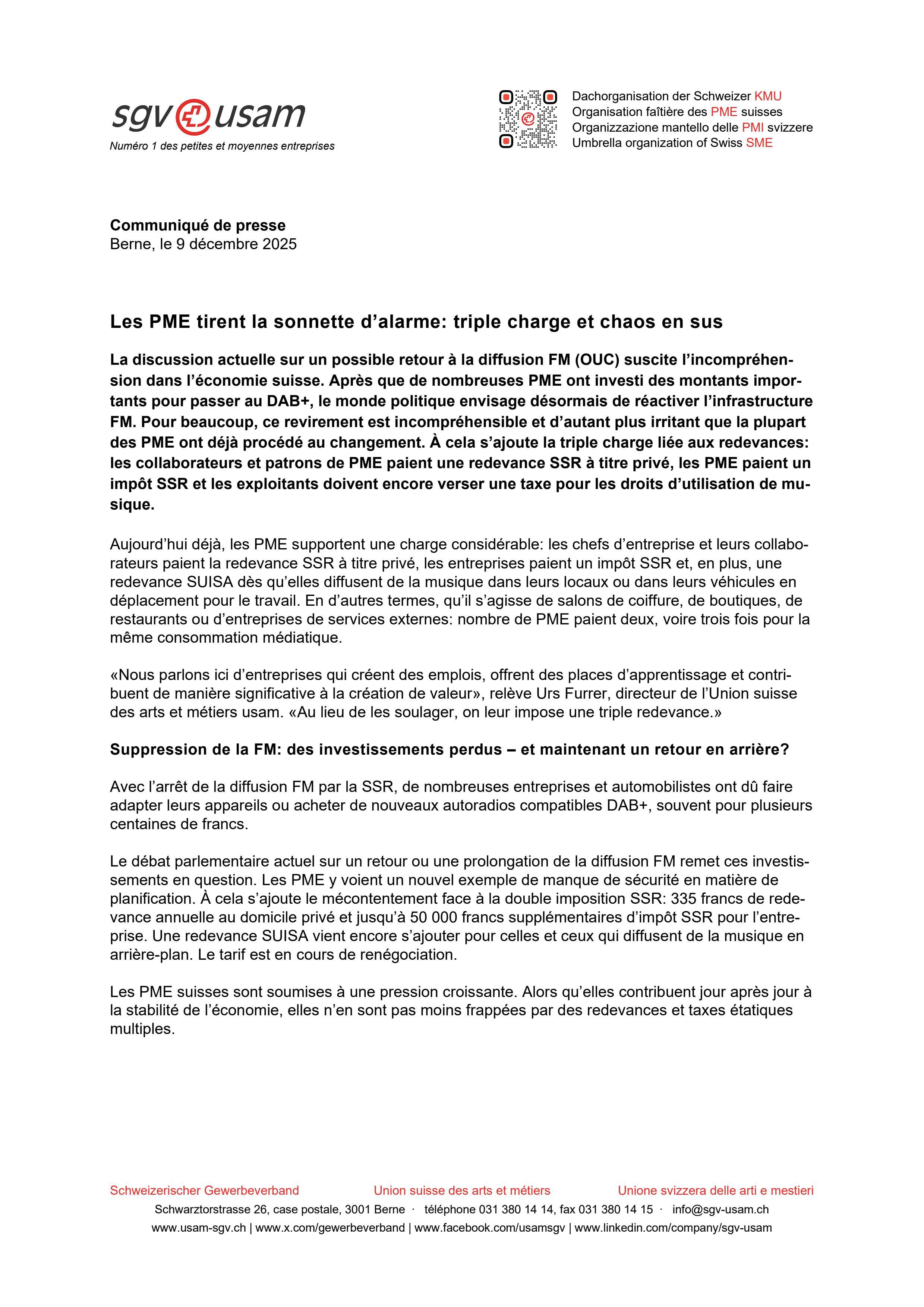 Les PME tirent la sonnette d’alarme: triple charge et chaos en sus