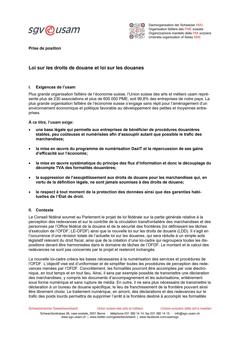  Loi sur les droits de douane et loi sur les douanes