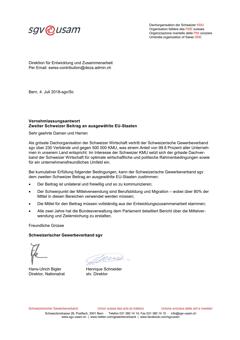  Vernehmlassungsantwort Zweiter Schweizer Beitrag an ausgewählte EU-Staaten