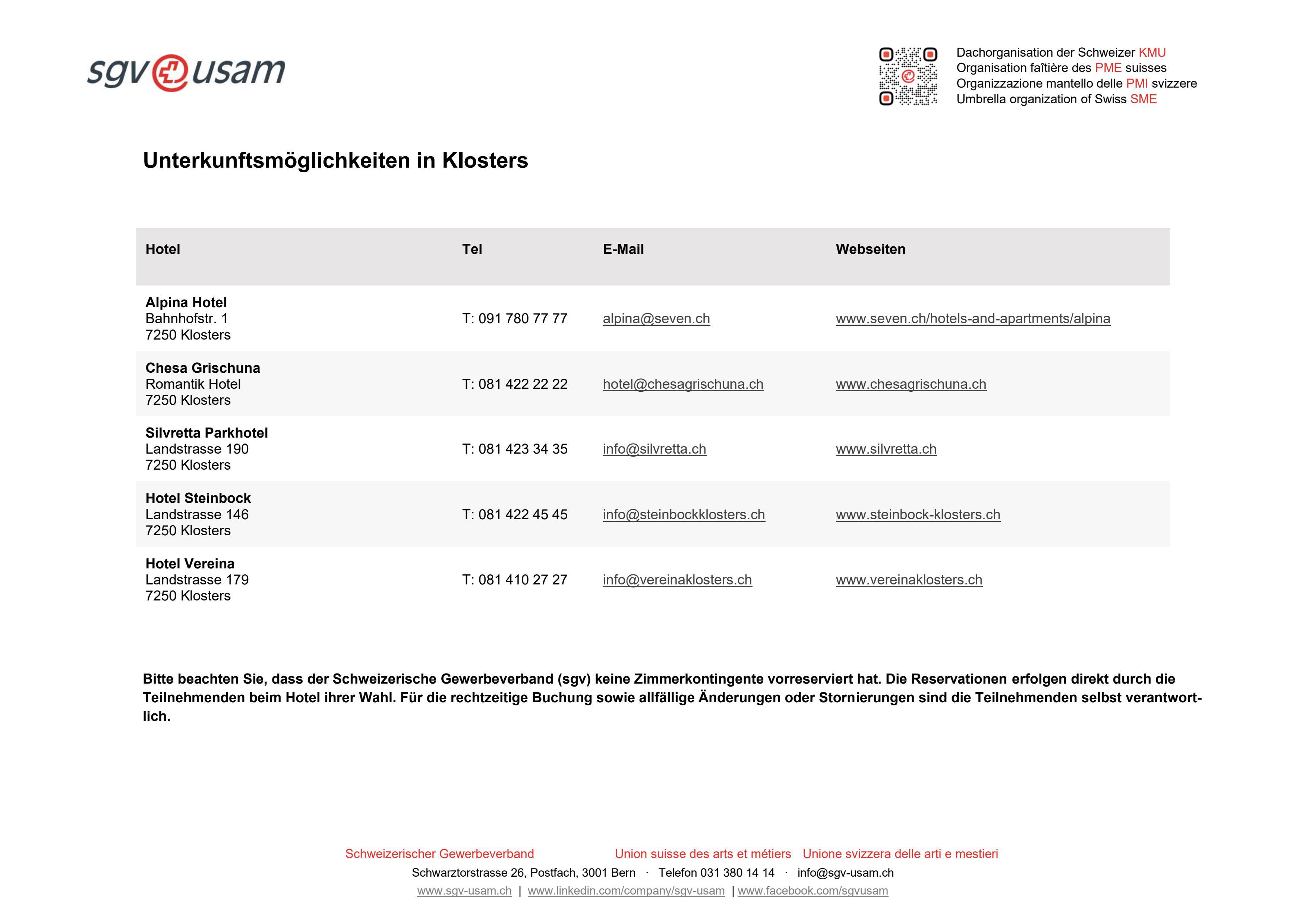  Hotelliste Klosters