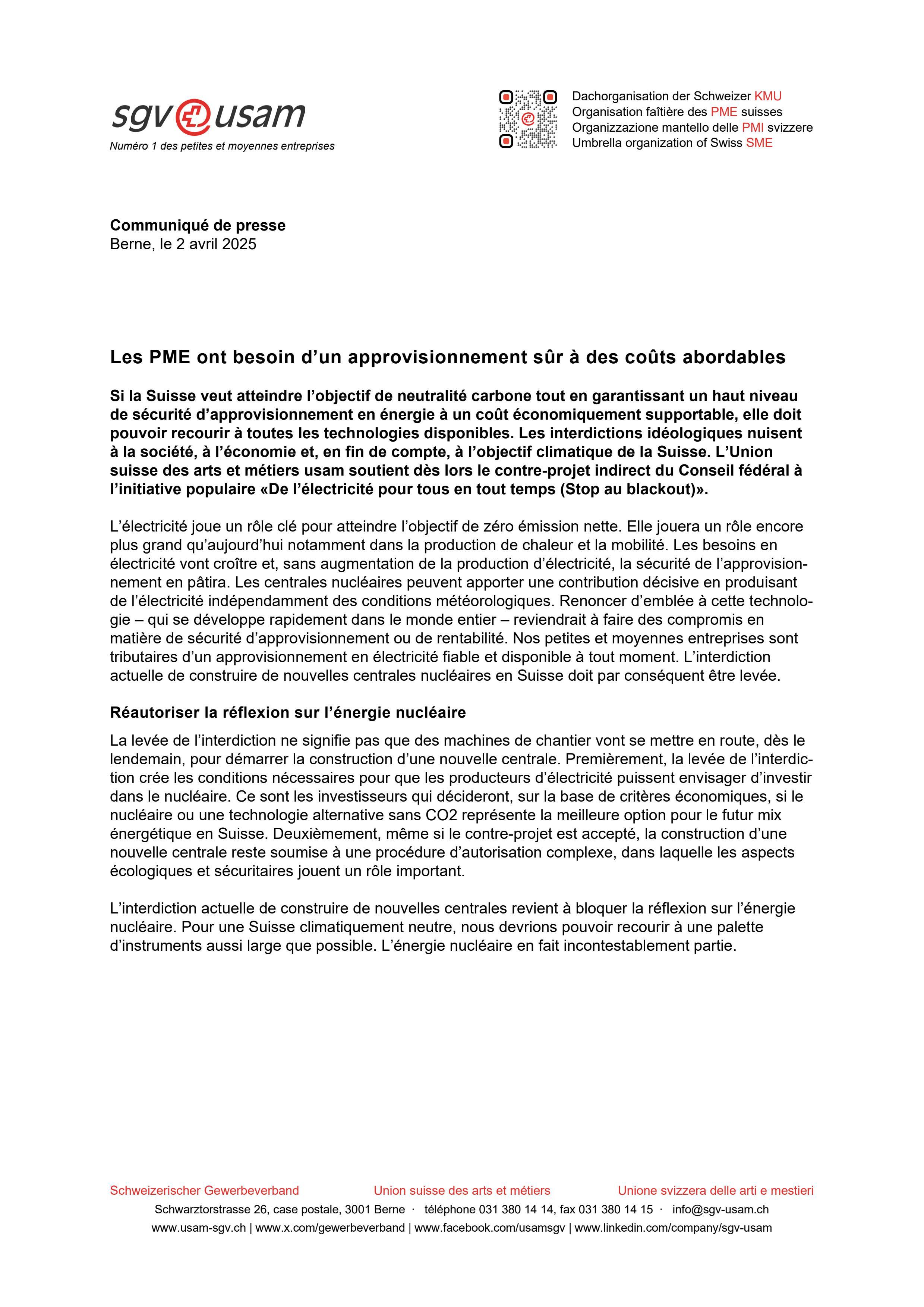 Les PME ont besoin d’un approvisionnement sûr à des coûts abordables