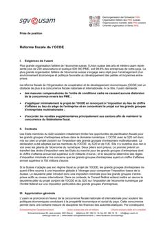  Réforme fiscale de l’OCDE