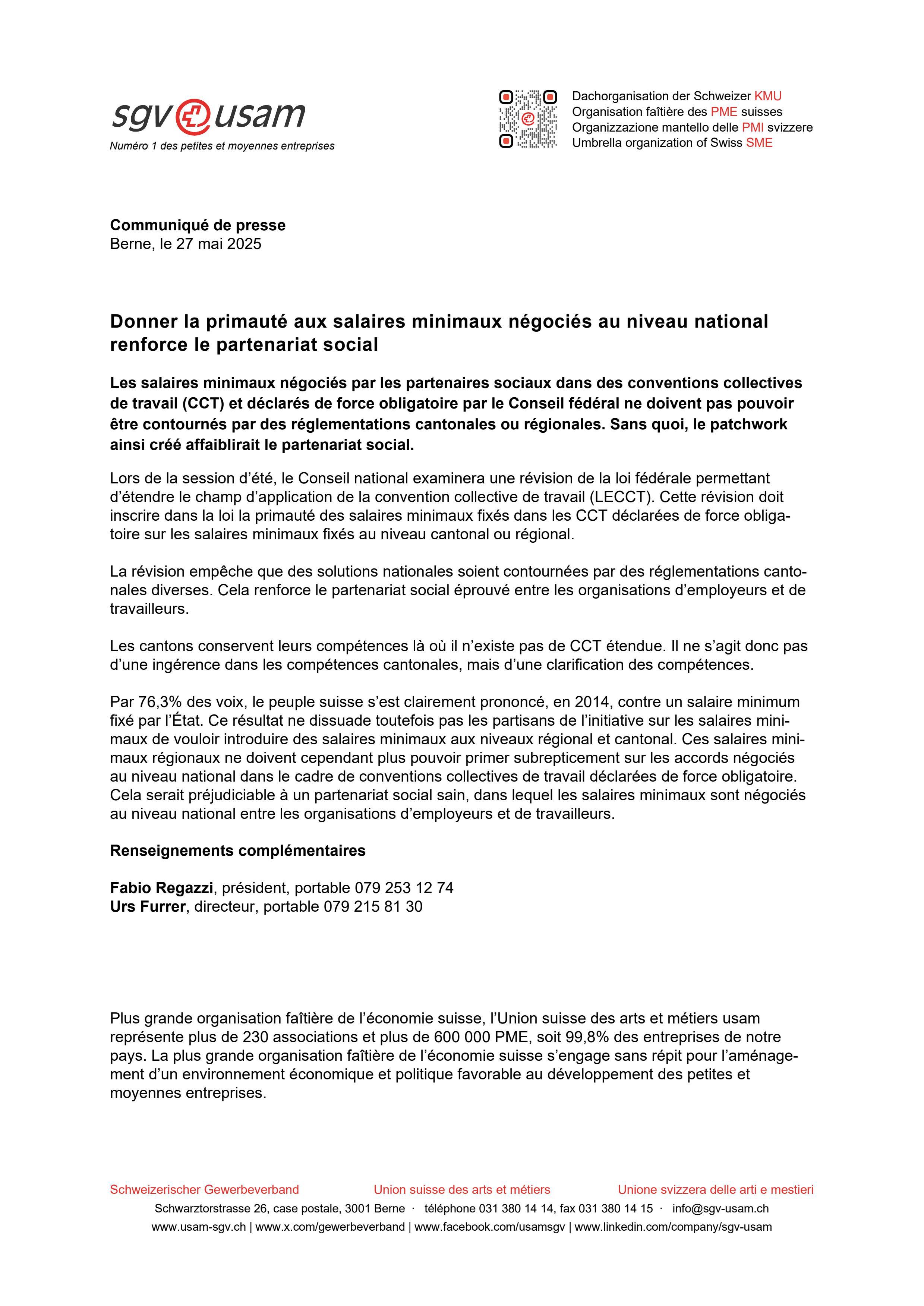 Donner la primauté aux salaires minimaux négociés au niveau national renforce le partenariat social