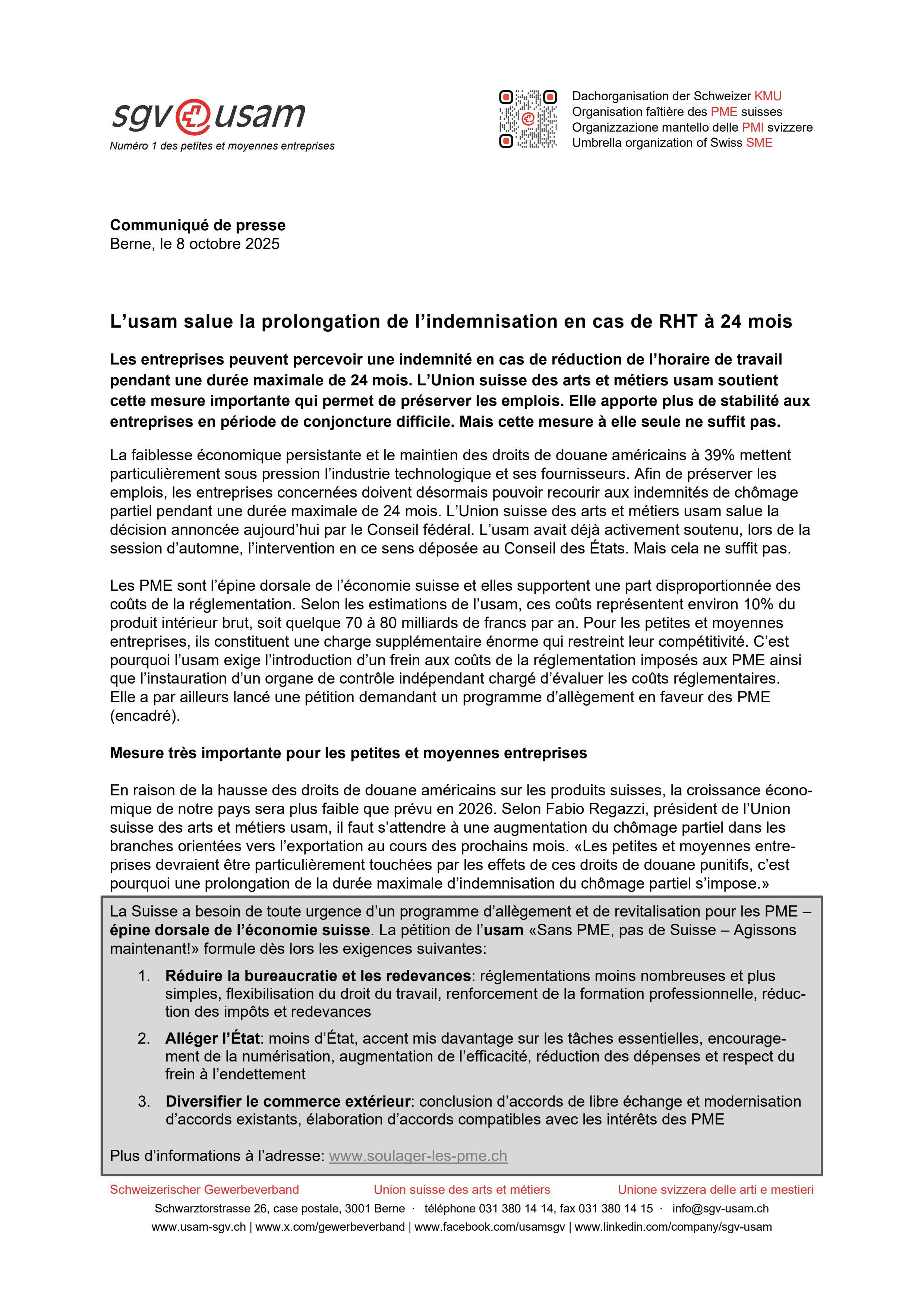 L’usam salue la prolongation de l’indemnisation en cas de RHT à 24 mois
