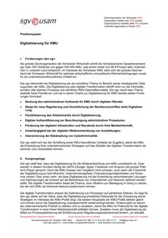  Positionspapier «Digitalisierung für KMU»