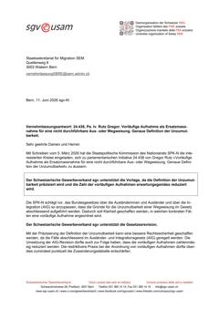  24.438, Pa. Iv. Rutz Gregor. Vorläufige Aufnahme als Ersatzmassnahme für eine nicht durchführbare Aus- oder Wegweisung. Genaue Definition der Unzumutbarkeit.
