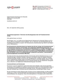  Teilrevision des Bundesgesetzes über die Produktesicherheit (PrSG)