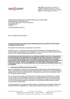  Änderung der Kraftfahrzeugverordnung (KFZV) und der Preisbekanntgabeverordnung (PBV)