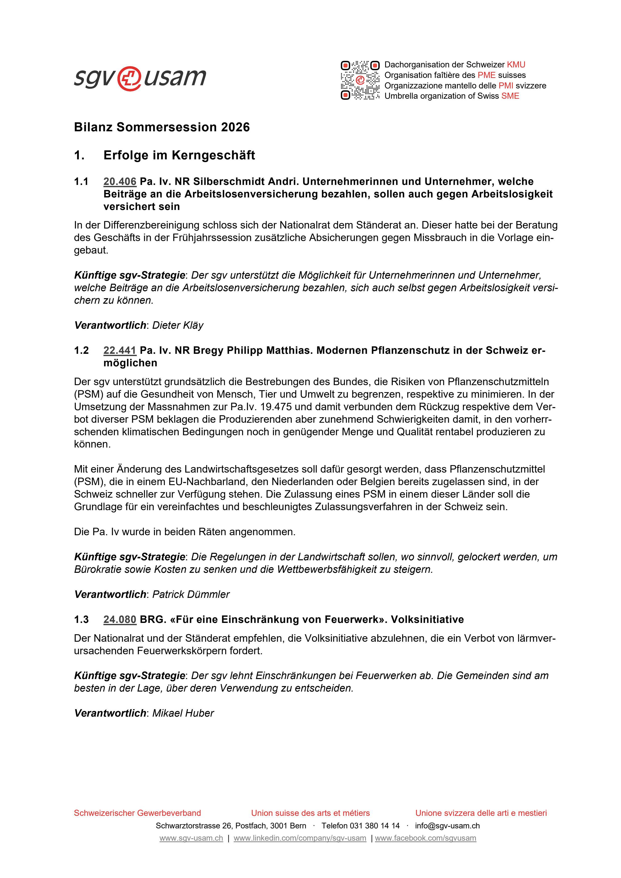  Bilanz Sommersession 2026