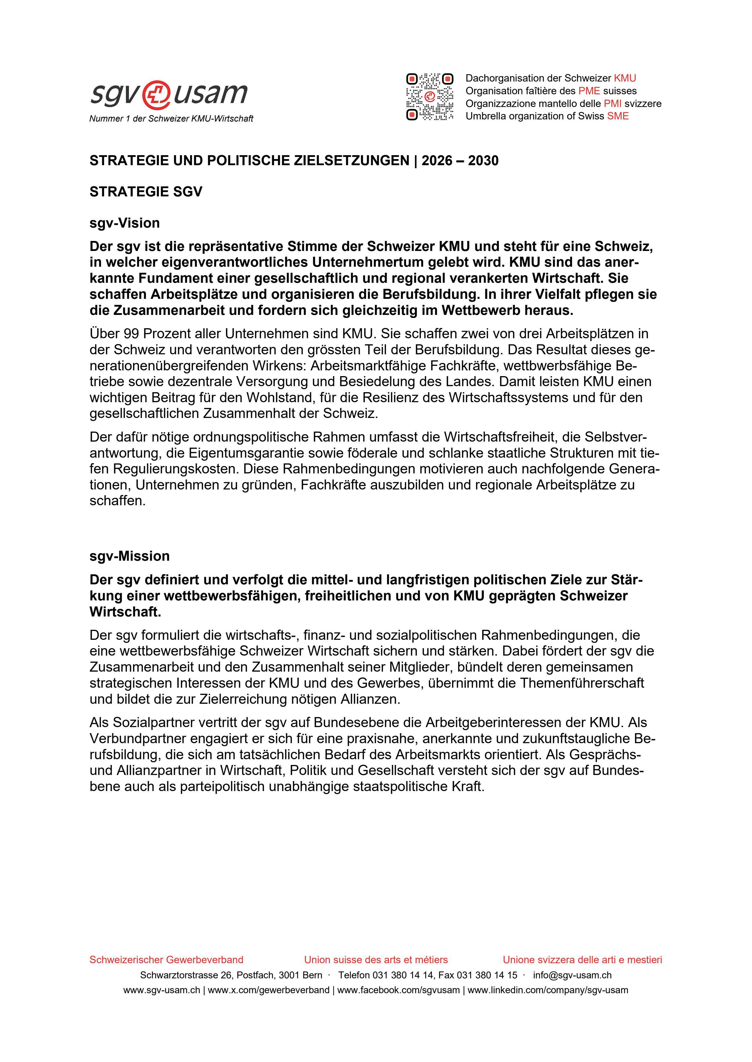  Strategie und politische Zielsetzungen 2026 - 2030
