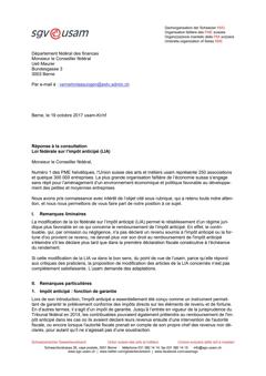  Réponse à la consultation Loi fédérale sur l’impôt anticipé (LIA)