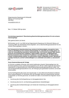  Überarbeitung Bewirtschaftungsmassnahmen für eine schwere Gasmangellage