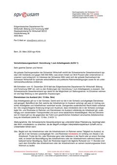  Vernehmlassungsantwort: Verordnung 1 zum Arbeitsgesetz (ArGV 1)