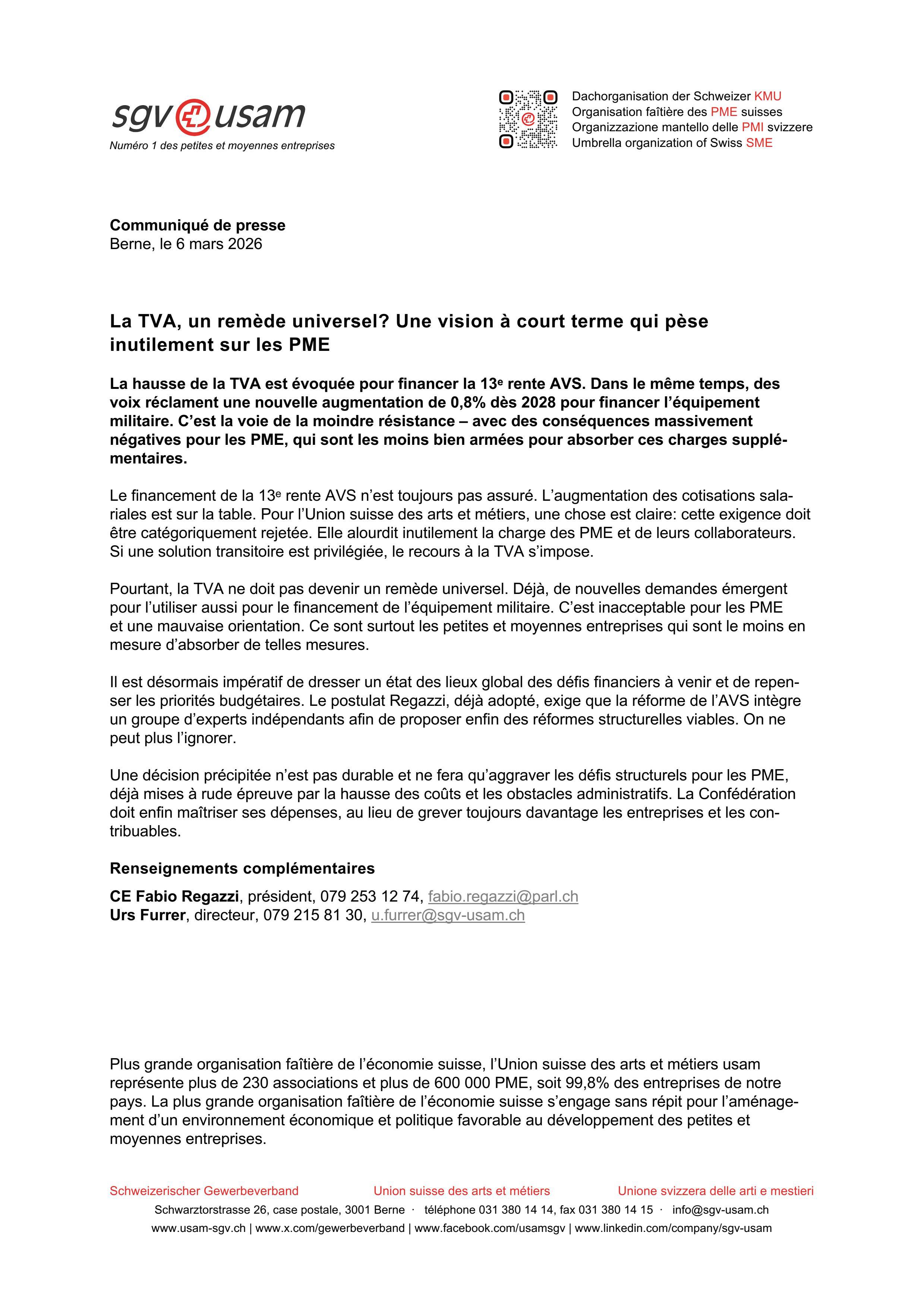 La TVA, un remède universel? Une vision à court terme qui pèse inutilement sur les PME