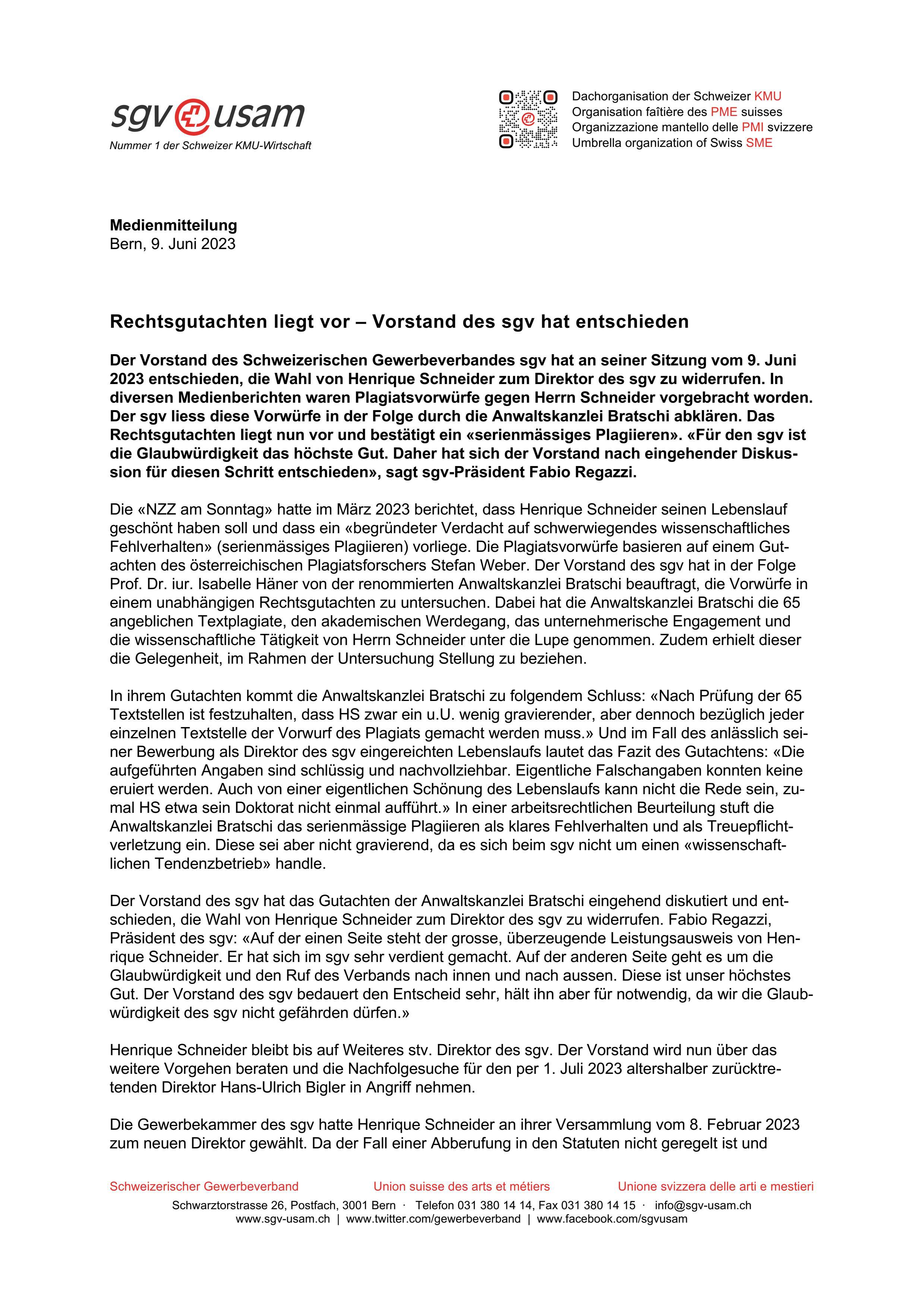 Rechtsgutachten liegt vor – Vorstand des sgv hat entschieden