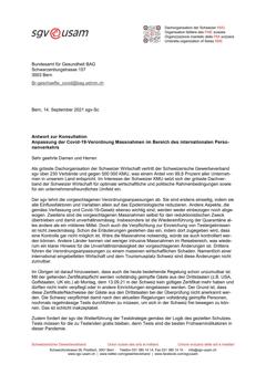  Anpassung der Covid-19-Verordnung Massnahmen im Bereich des internationalen Perso-nenverkehrs