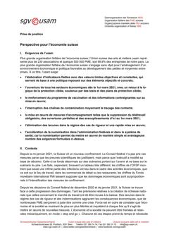  Prise de position «Perspective pour l’économie suisse»