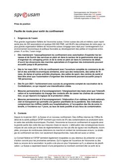  Prise de position «Feuille de route pour sortir du confinement»