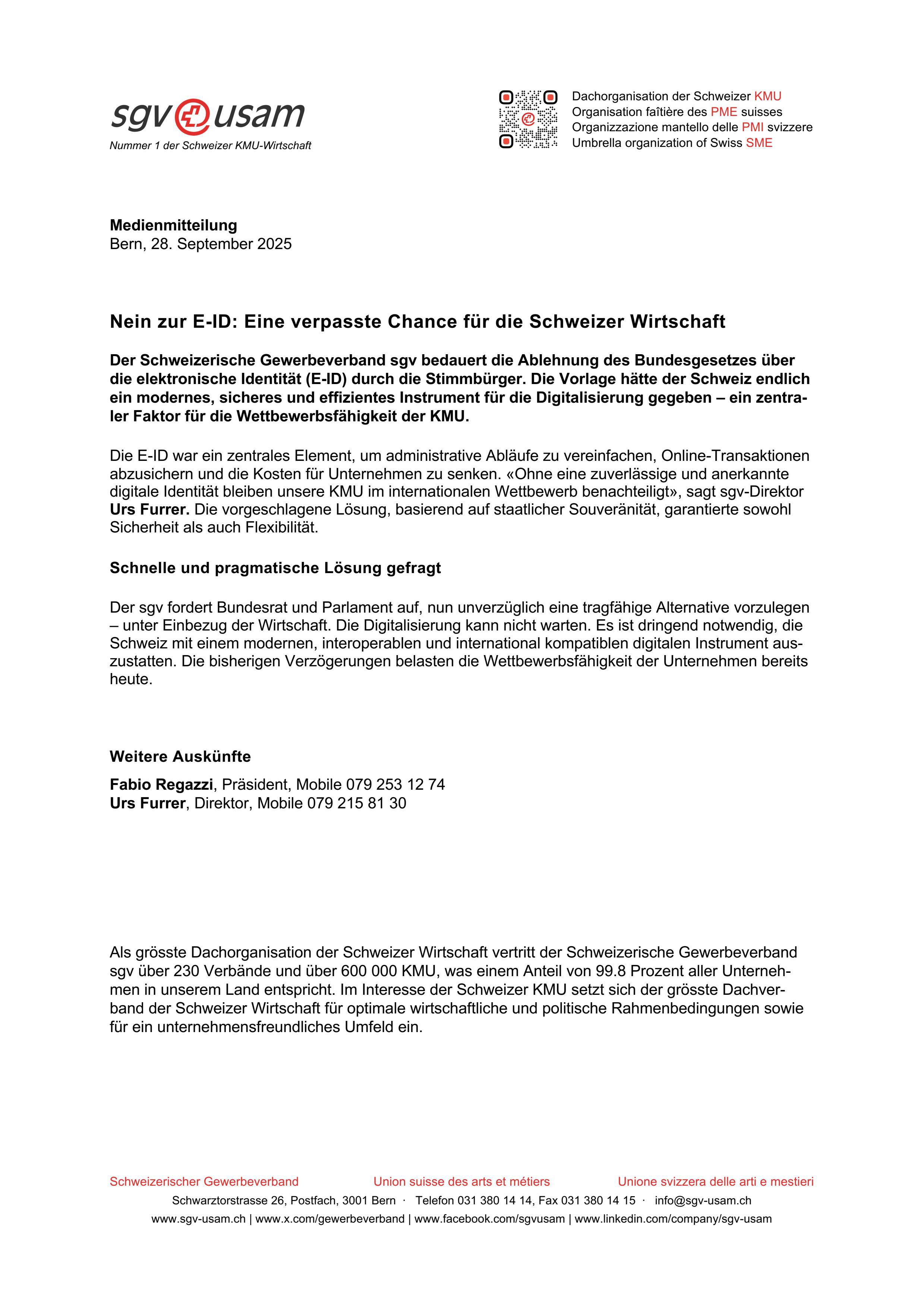 Ja zur E-ID: Entscheidender Schritt für die Digitalisierung der KMU-Wirtschaft