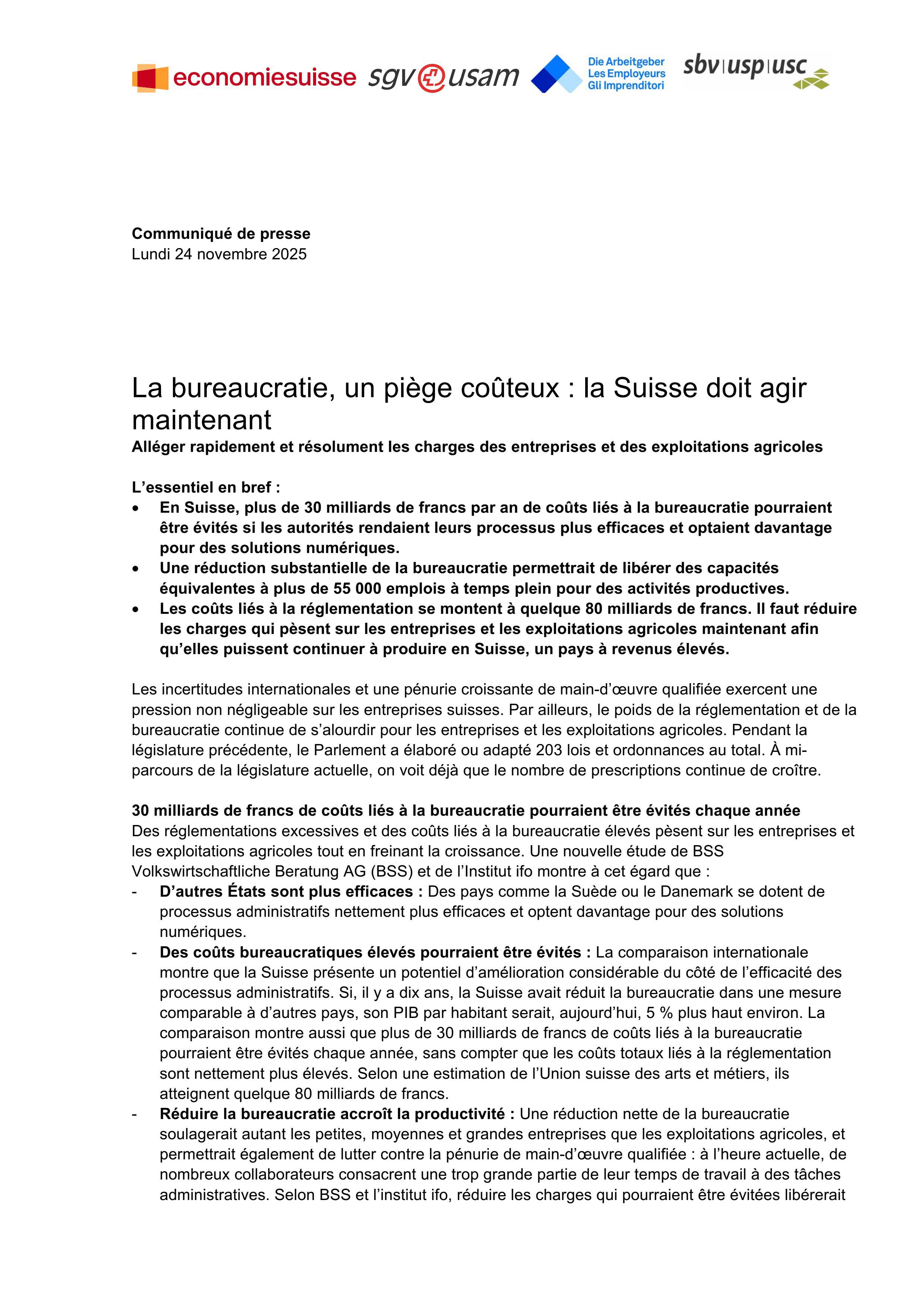 La bureaucratie, un piège coûteux : la Suisse doit agir maintenant