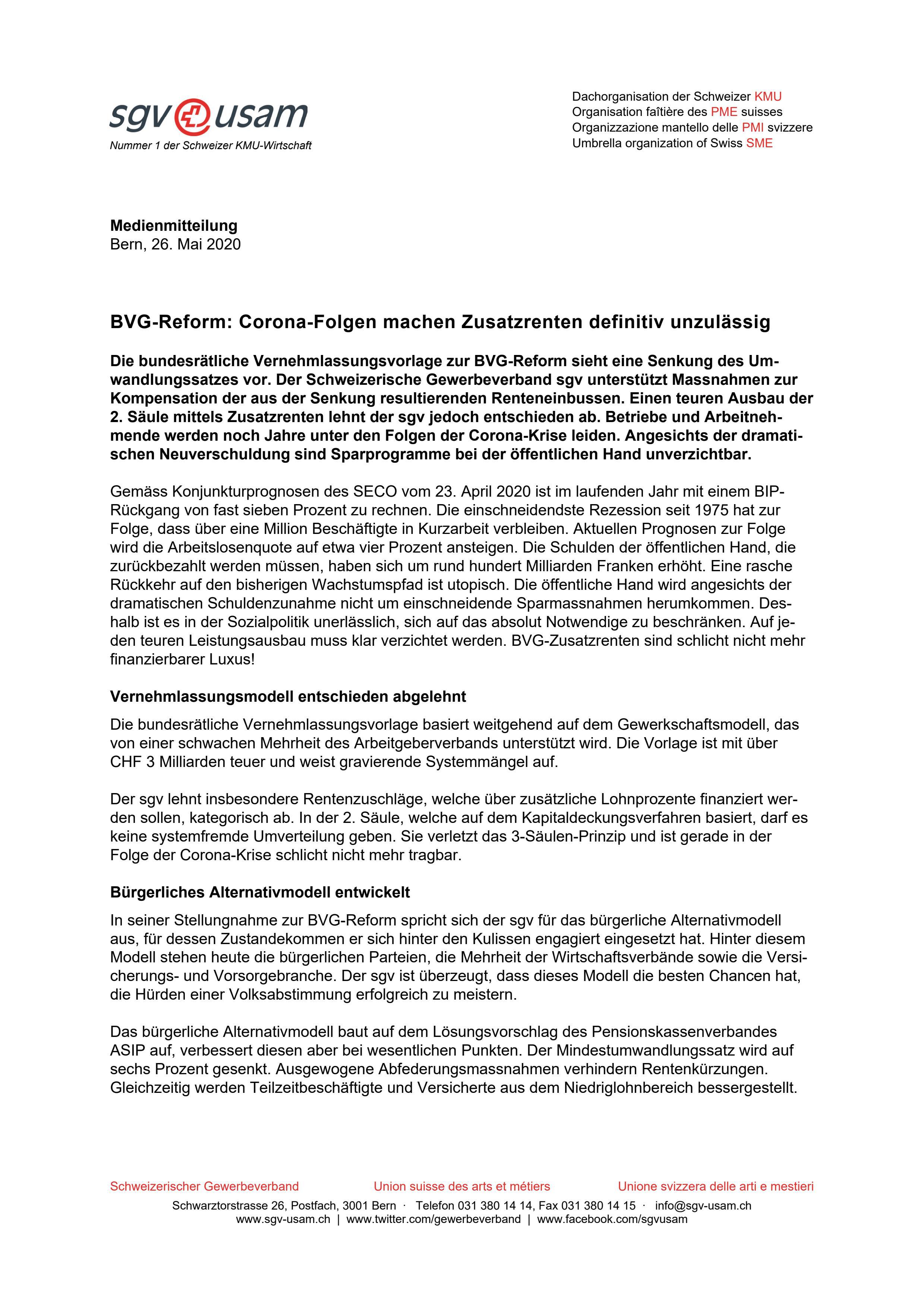 BVG-Reform: Corona-Folgen machen Zusatzrenten definitiv unzulässig