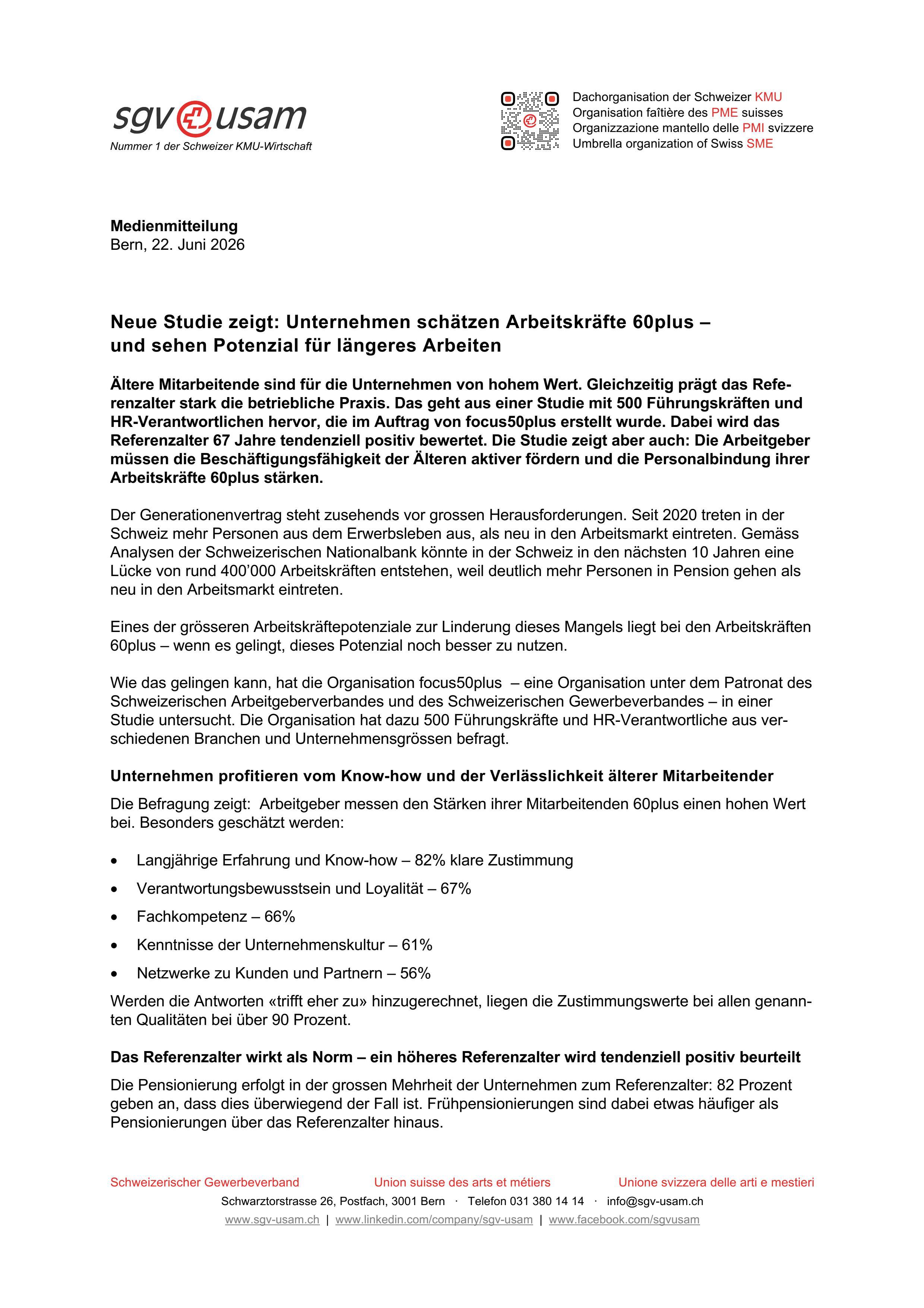 Neue Studie zeigt: Unternehmen schätzen Arbeitskräfte 60plus – und sehen Potenzial für längeres Arbeiten