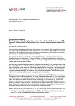  Genehmigung und Umsetzung des Notenaustausches zwischen der Schweiz und der EG betreffend die Übernahme der Richtlinie (EU) 2017/853 zur Änderung der EU Waffenrichtlinie
