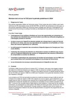  Révision de la loi sur le CO2 pour la période postérieure à 2024