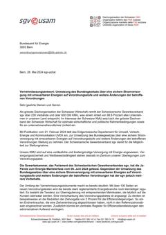  Umsetzung des Bundesgesetzes über eine sichere Stromversorgung mit erneuerbaren Energien auf Verordnungsstufe und weitere Änderungen der betroffenen Verordnungen