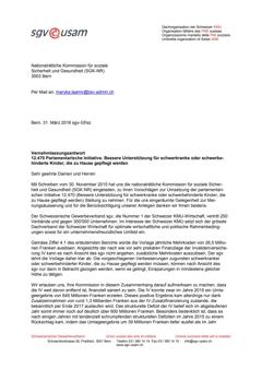  Vernehmlassungsantwort 12.470 Parlamentarische Initiative. Bessere Unterstützung für schwerkranke oder schwerbehinderte Kinder, die zu Hause gepflegt werden