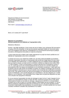  Réponse à la consultation Révision partielle de la loi fédérale sur l’expropriation (LEx)