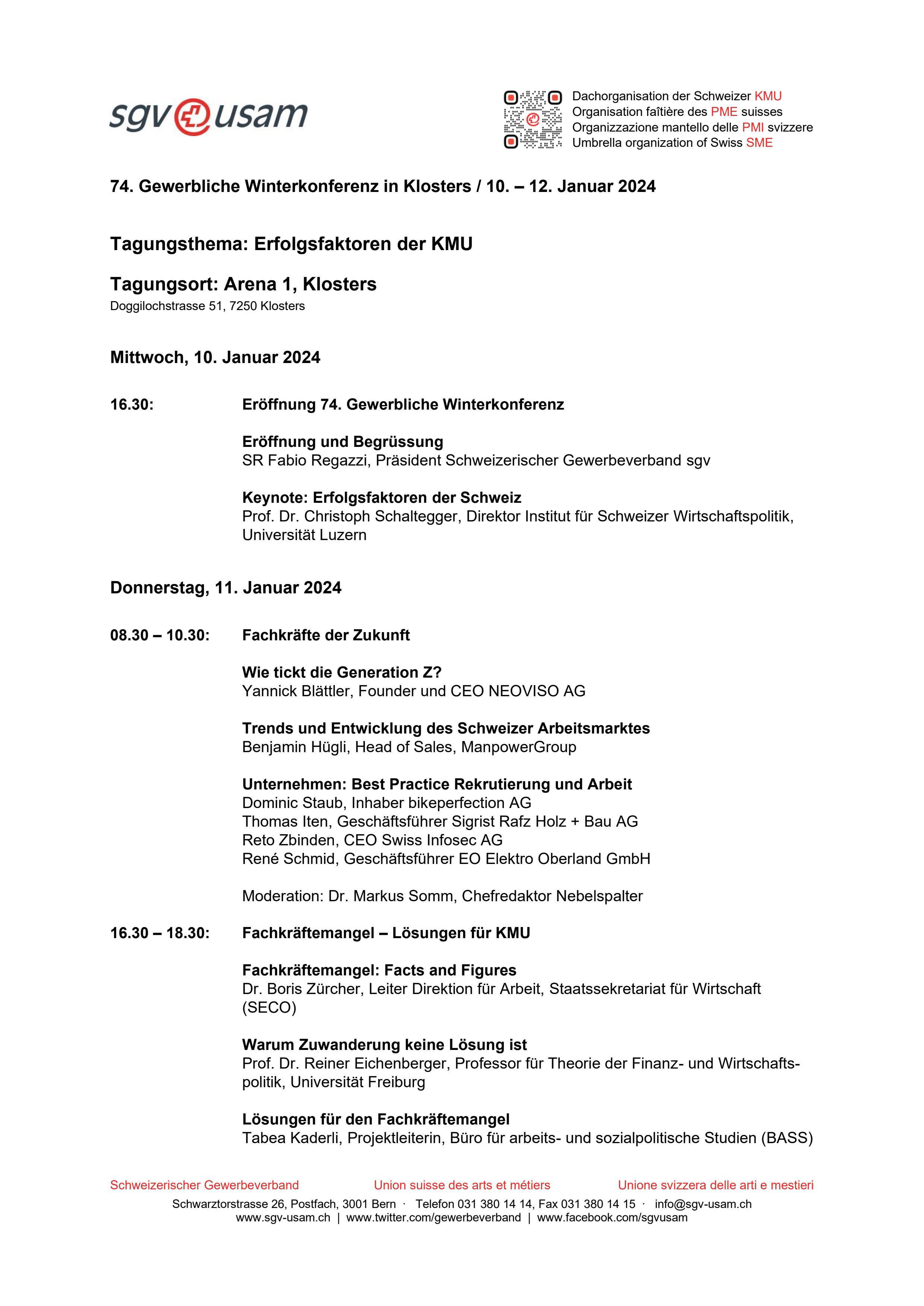  Programm Gewerbliche Winterkonferenz 2024