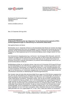  Vernehmlassungsantwort Änderung der Verordnung über den Allgemeinen Teil des Sozialversicherungsrechts (ATSV) - Ausführungsbestimmungen zur Überwachung von Versicherten (Observation)