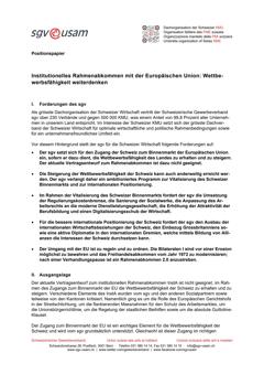 Institutionelles Rahmenabkommen mit der Europäischen Union: Wettbewerbsfähigkeit weiterdenken