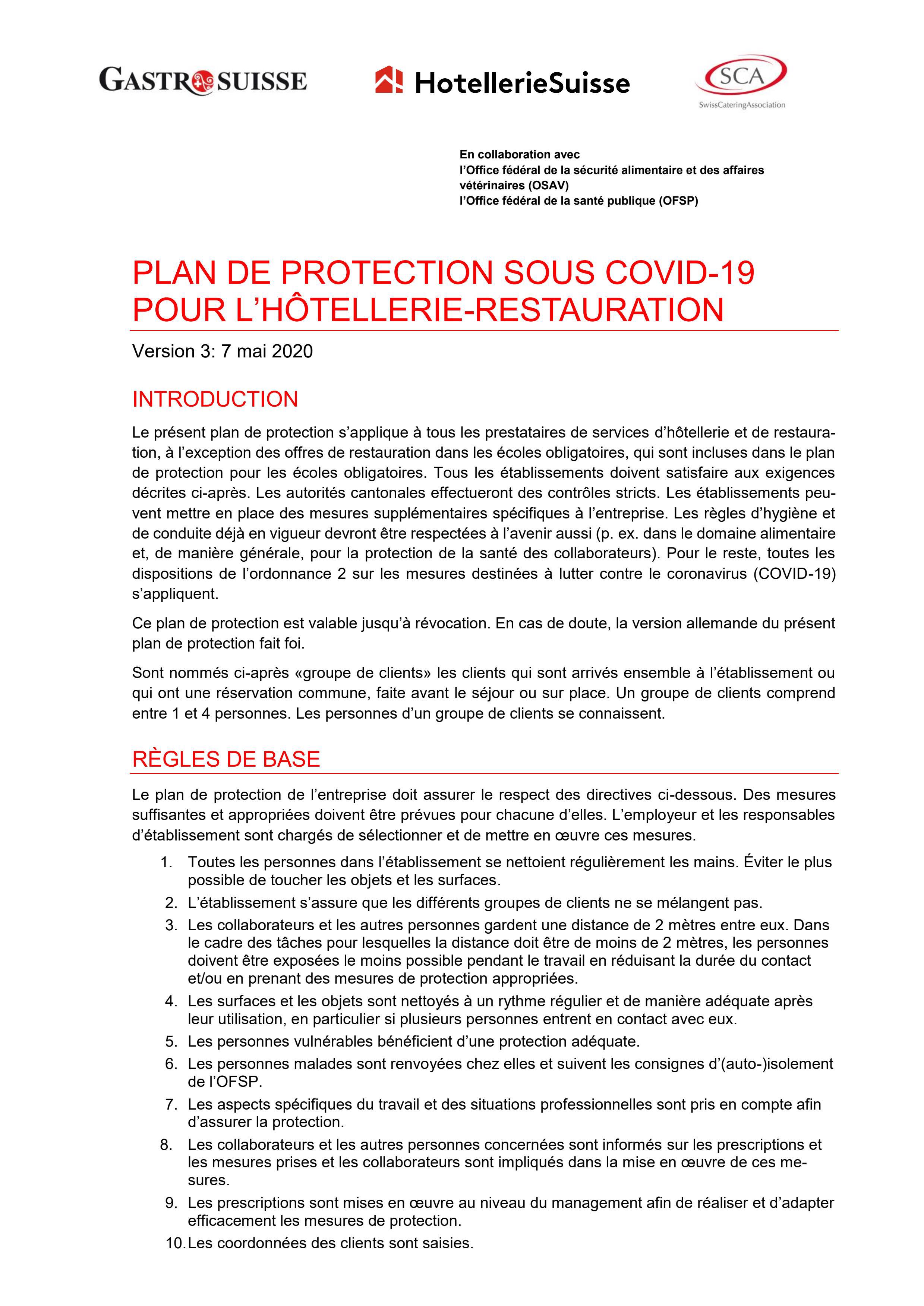  Concept «smart restart» pour la gastronomie et le secteur hôtelier, GASTROSUISSE & HotellerieSuisse