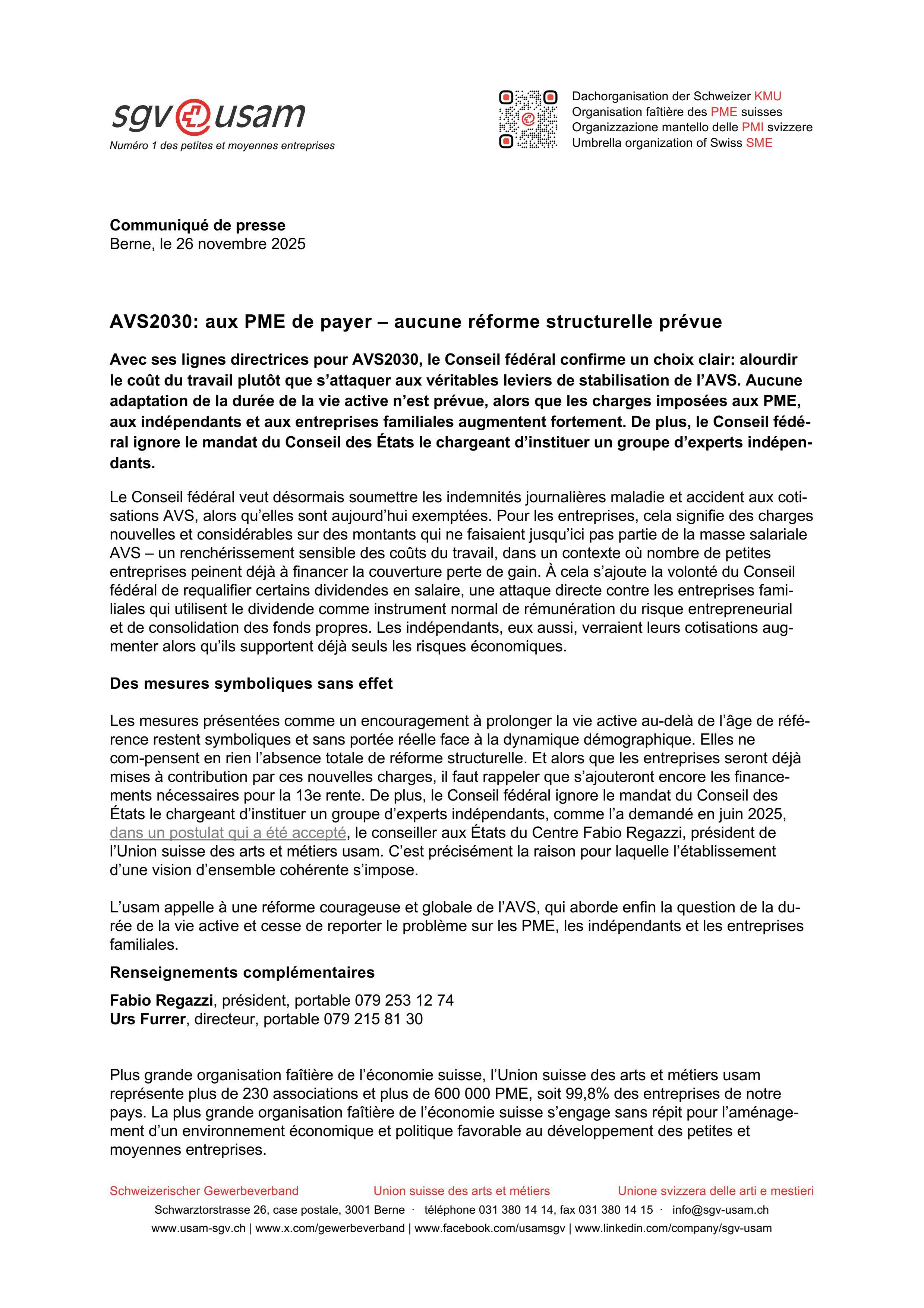 AVS2030: aux PME de payer – aucune réforme structurelle prévue