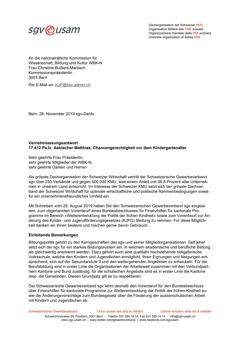  Vernehmlassungsantwort 17.412 Pa.Iv. Aebischer Matthias. Chancengerechtigkeit vor dem Kindergartenalter