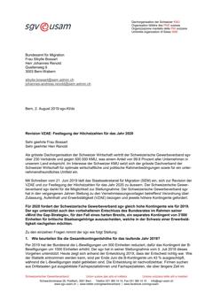  Revision VZAE: Festlegung der Höchstzahlen für das Jahr 2020