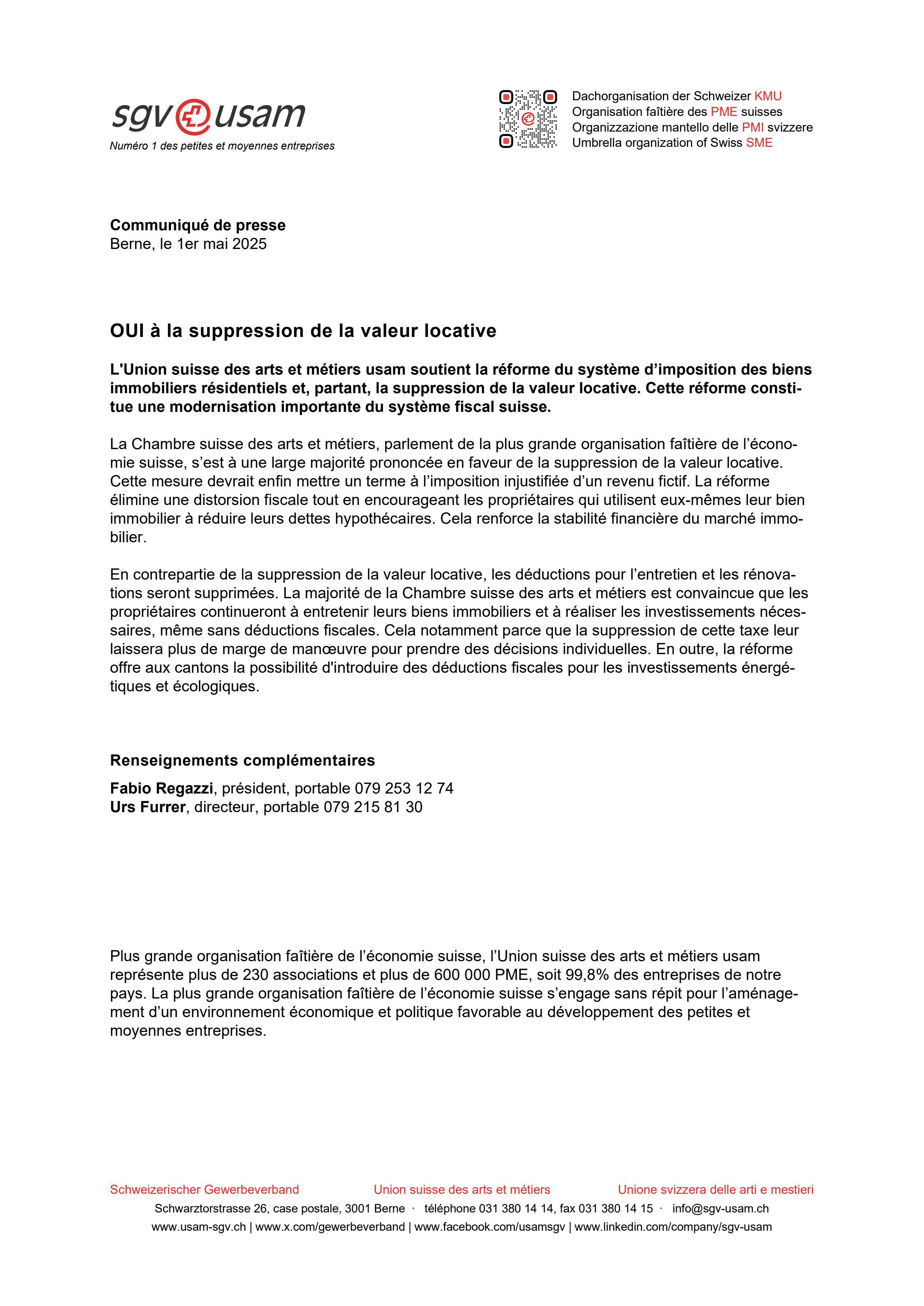 OUI à la suppression de la valeur locative