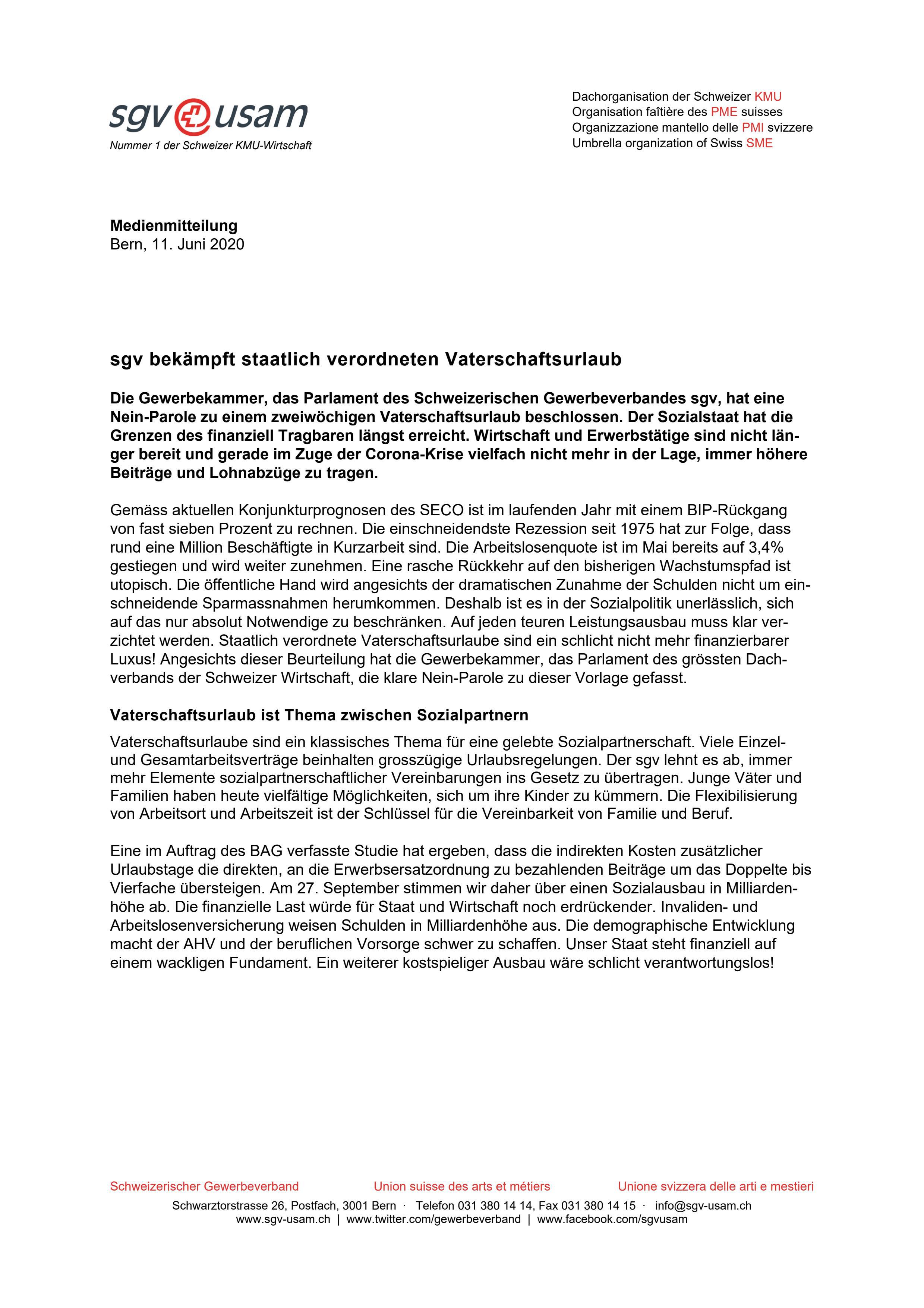 sgv bekämpft staatlich verordneten Vaterschaftsurlaub