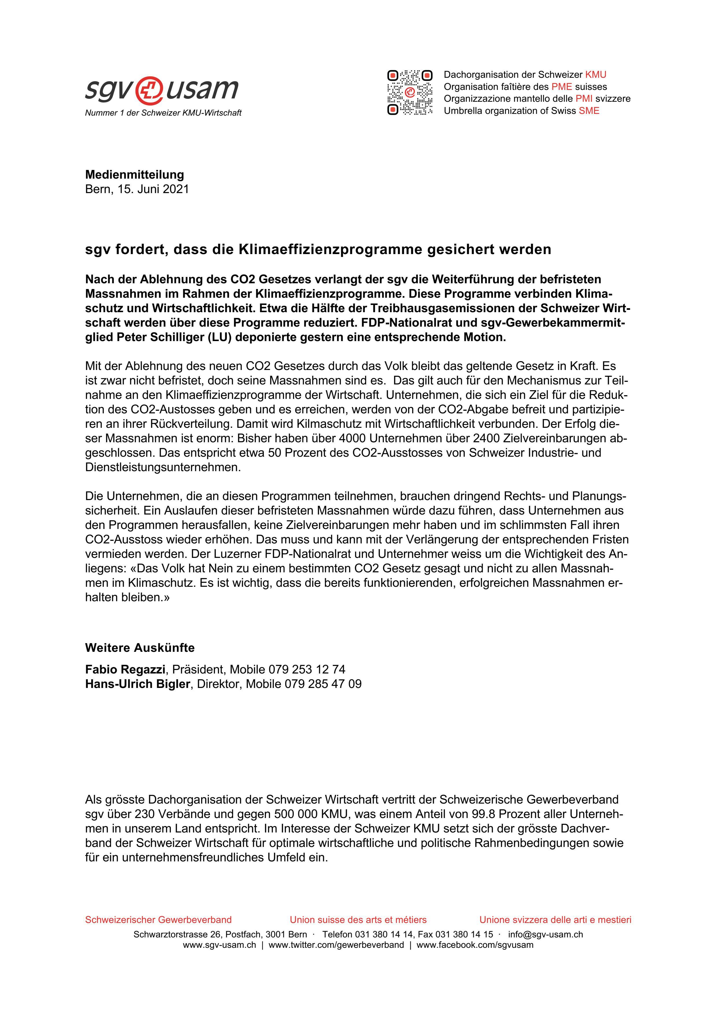 sgv fordert, dass die Klimaeffizienzprogramme gesichert werden