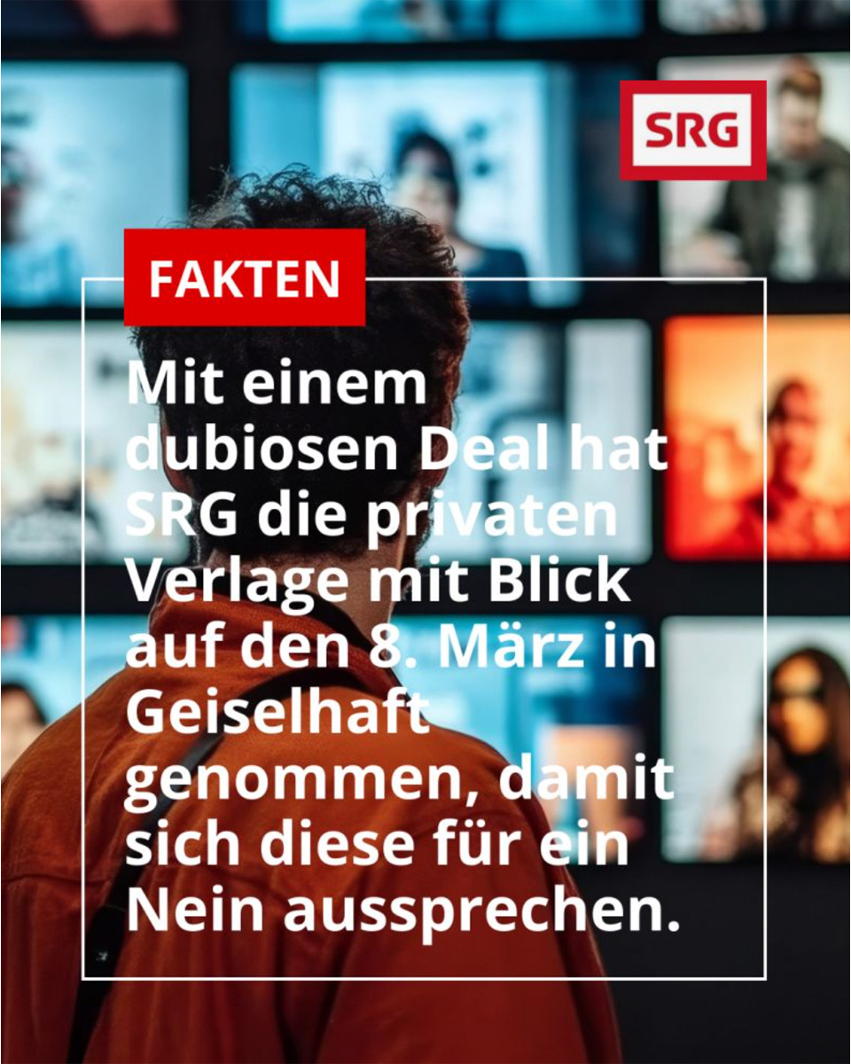 SRG-Initiative: Mit dubiosem Deal hat die SRG die privaten Verlage in Geiselhaft genommen.