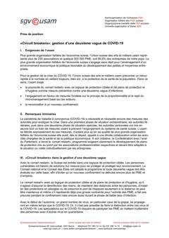  « Circuit Breakers » : gestion d’une 2ème vague de covid-19