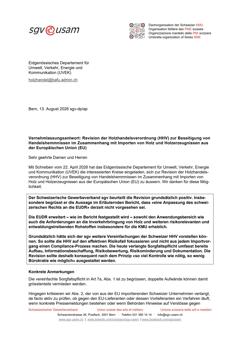  Revision der Holzhandelsverordnung (HHV) zur Beseitigung von Handelshemmnissen im Zusammenhang mit Importen von Holz und Holzerzeugnissen aus der Europäischen Union (EU)