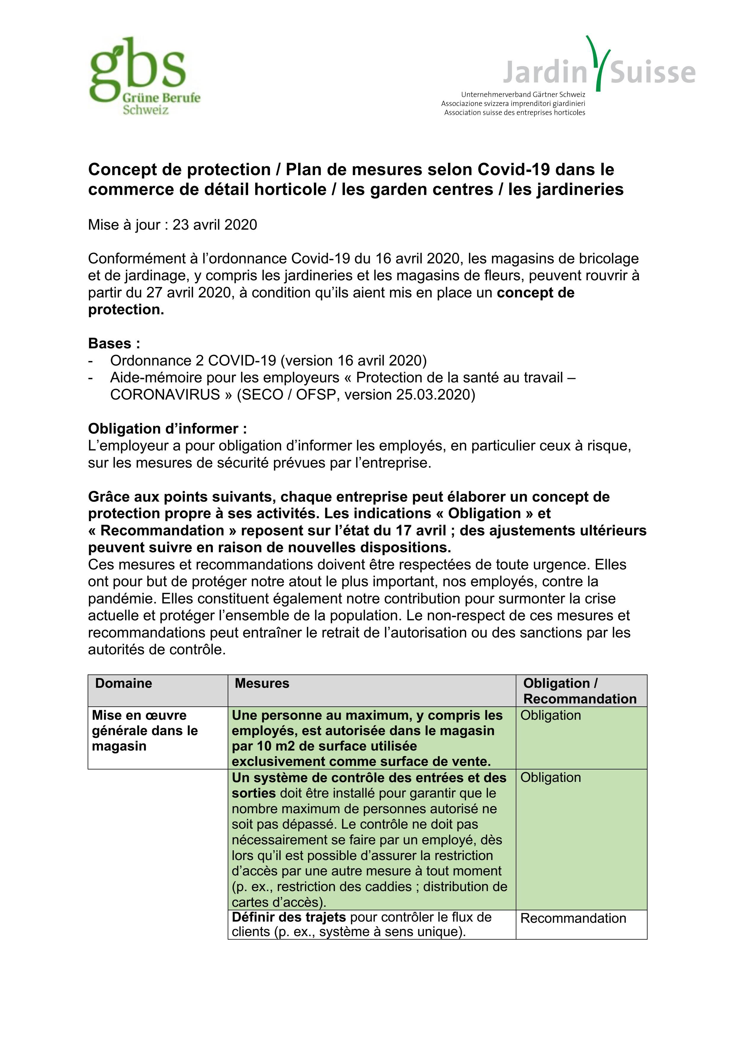  Concept «smart restart» pour les garden centres & les jardineries, JardinSuisse Association suisse des entreprises horticoles