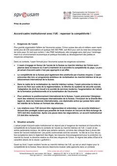  Accord-cadre institutionnel avec l’UE: repenser la compétitivité!