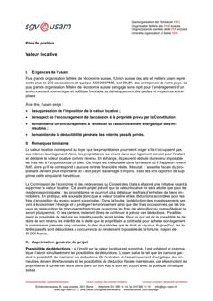  Prise de position valeur locative