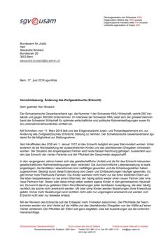  Vernehmlassung: Änderung des Zivilgesetzbuchs (Erbrecht)