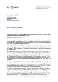  Anhörung: Botschaft zur Finanzierung des Betriebs und Substanzerhalts der schweizerischen Eisenbahninfrastruktur für die Jahre 2017 - 2020